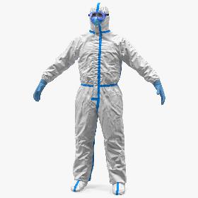 3D Man in Disposable Medical Protective Suit